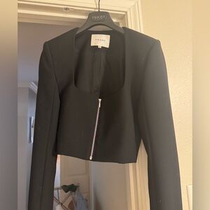 Frame Black Zip-Up square neck top size 4